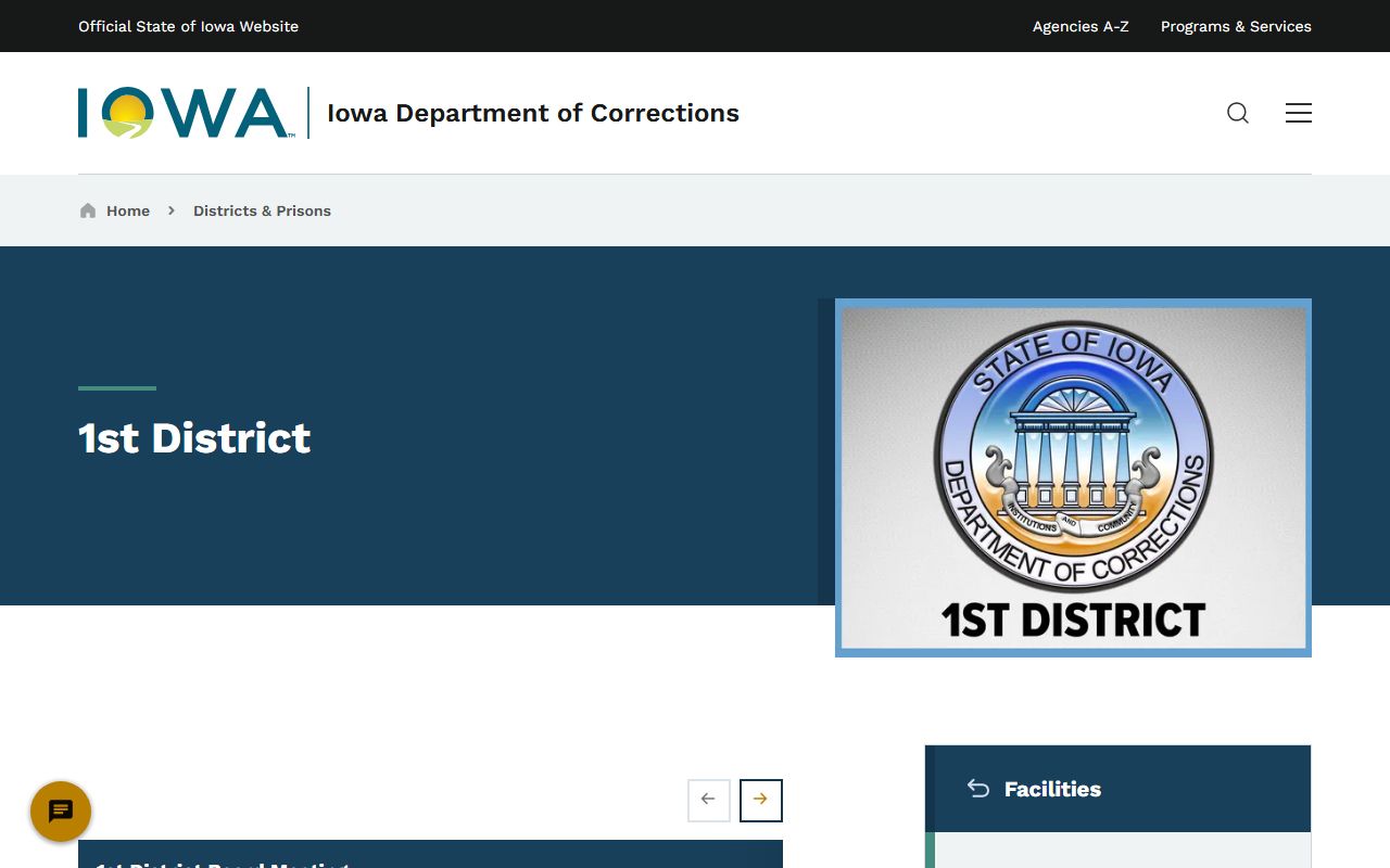 Iowa DOC First District listing for Dubuque Residential Facility inmate lookup context